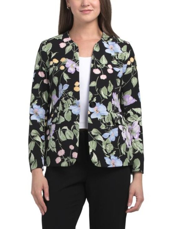 Kasper Jackets & Blazers - KASPER Petite Printed Scuba Jacket